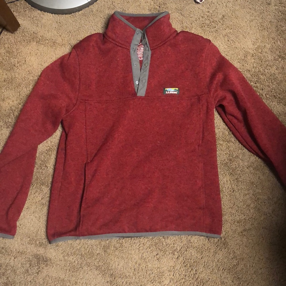LL Bean sweatshirt.